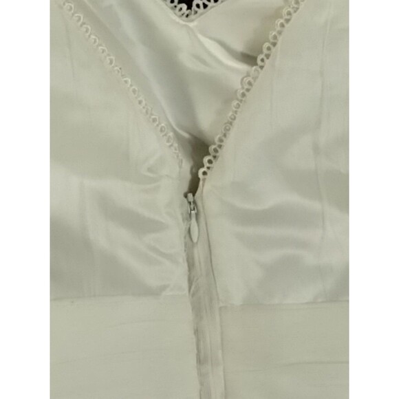 Wedding Dress Woman's White Netting Satin Buttons Pouf Sleeves Embroidered -flaw - Picture 9 of 12